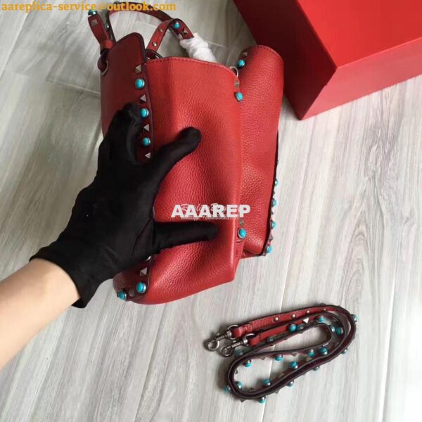 Replica Valentino Garavani Rockstud Rolling Tote Bag Red 9