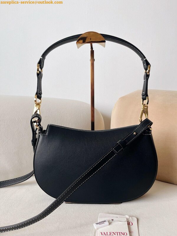 Replica Valentino Garavani Ohval Small Shoulder Bag in Black Calfskin 5