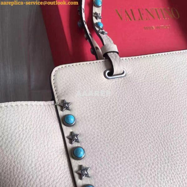 Replica Valentino Garavani Rockstud Rolling Tote Bag White 3