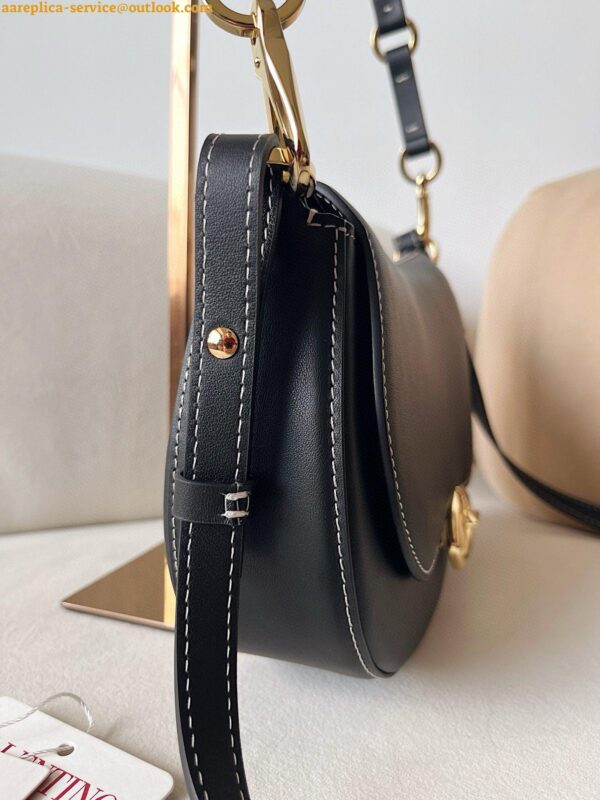 Replica Valentino Garavani Ohval Small Shoulder Bag in Black Calfskin 6