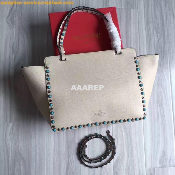 Replica Valentino Garavani Rockstud Rolling Tote Bag White 6