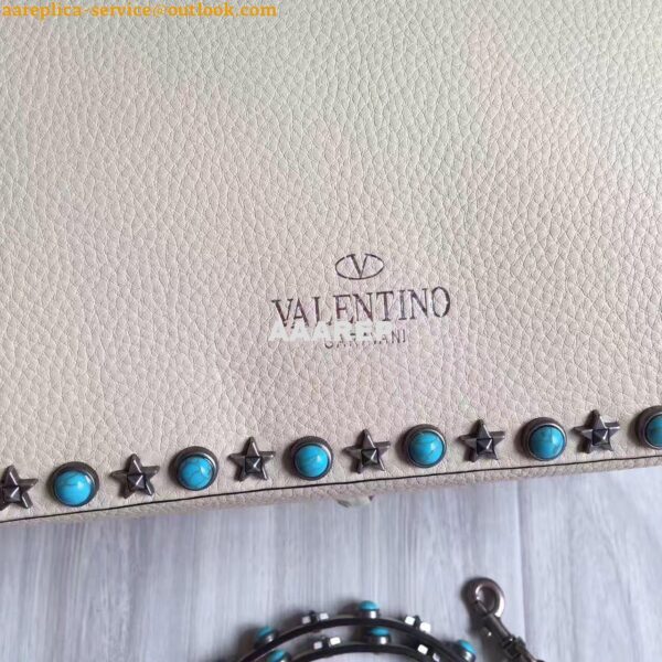 Replica Valentino Garavani Rockstud Rolling Tote Bag White 7