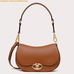 Replica Valentino Garavani Ohval Small Shoulder Bag in Brown Calfskin 2