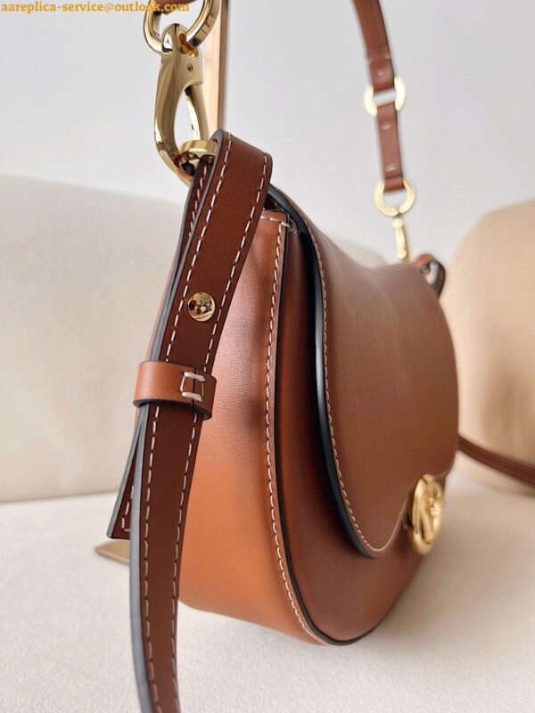 Replica Valentino Garavani Ohval Small Shoulder Bag in Brown Calfskin 5