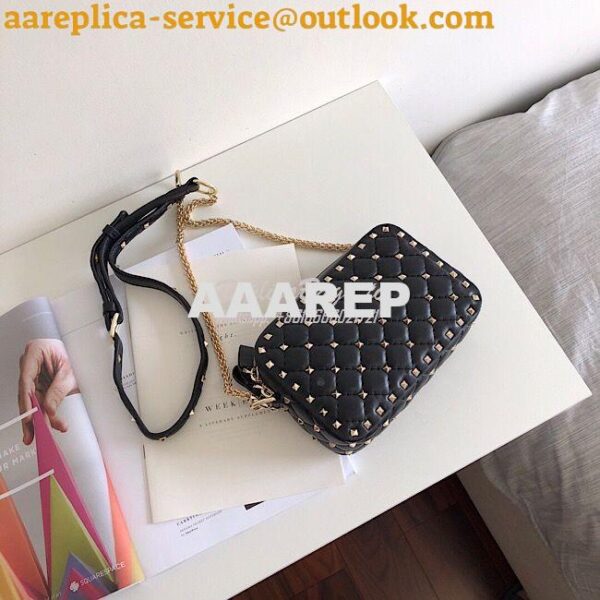 Replica Valentino Garavani Rockstud Spike Camera Bag Black 8