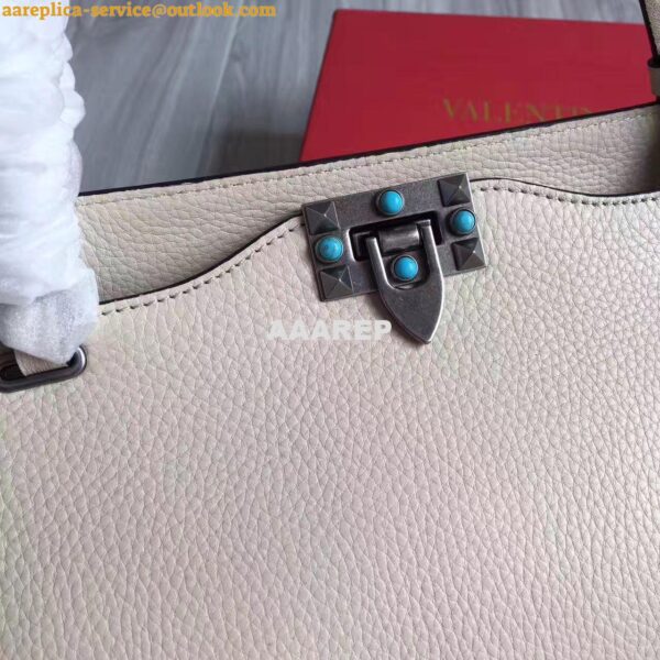 Replica Valentino Garavani Rockstud Rolling Tote Bag White 14