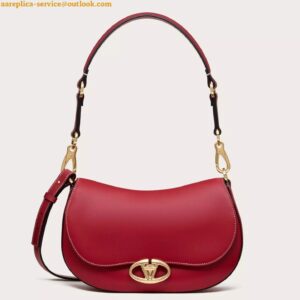 Replica Valentino Garavani Ohval Small Shoulder Bag in Red Calfskin