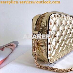 Replica Valentino Garavani Rockstud Spike Camera Bag Champagne 2