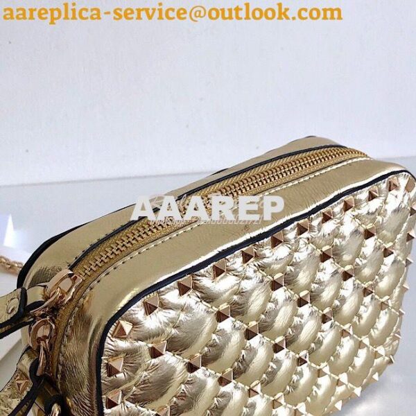 Replica Valentino Garavani Rockstud Spike Camera Bag Champagne 7