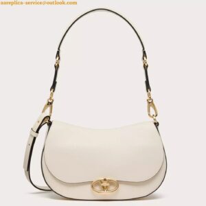 Replica Valentino Garavani Ohval Small Shoulder Bag in White Calfskin