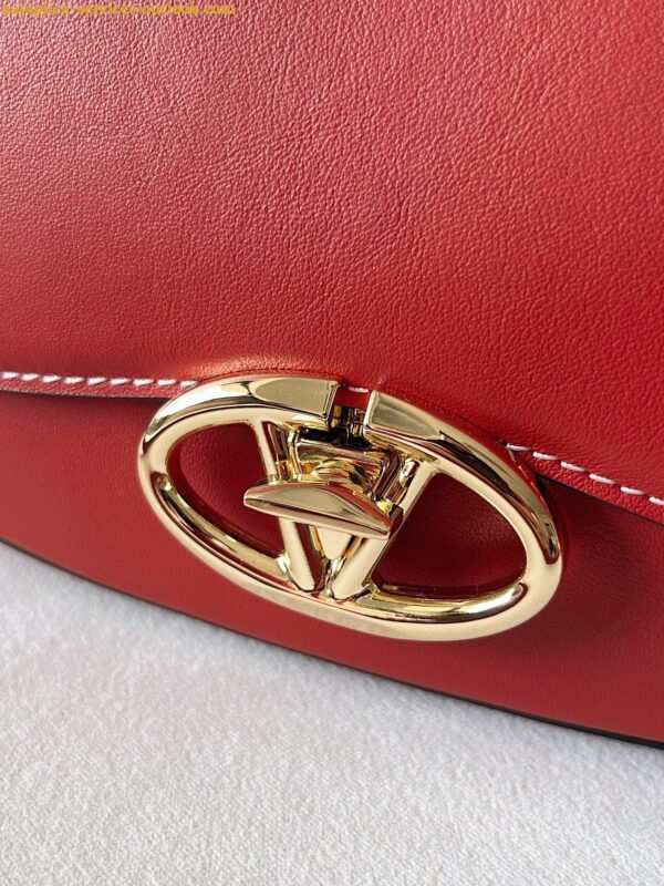 Replica Valentino Garavani Ohval Small Shoulder Bag in Red Calfskin 11