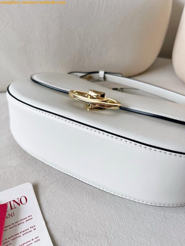 Replica Valentino Garavani Ohval Small Shoulder Bag in White Calfskin 3