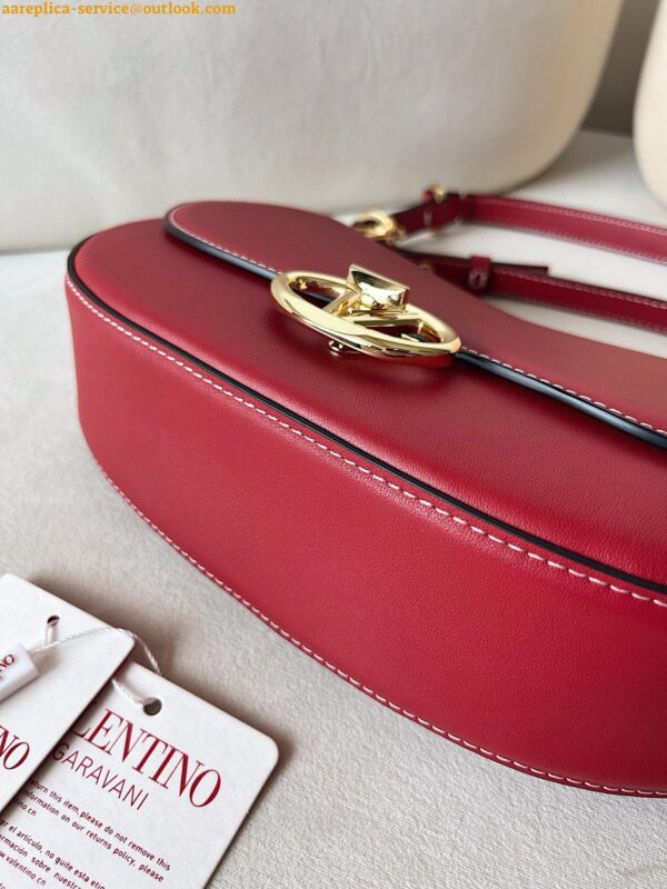 Replica Valentino Garavani Ohval Small Shoulder Bag in Red Calfskin 13