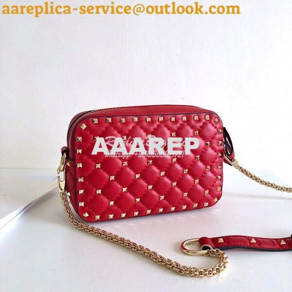 Replica Valentino Garavani Rockstud Spike Camera Bag Red 3