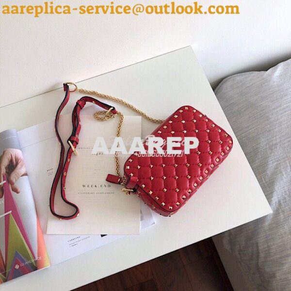 Replica Valentino Garavani Rockstud Spike Camera Bag Red 9