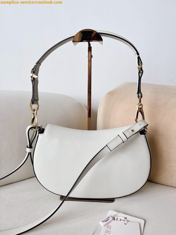 Replica Valentino Garavani Ohval Small Shoulder Bag in White Calfskin 8