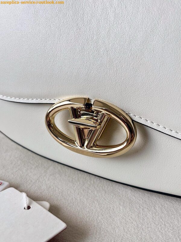 Replica Valentino Garavani Ohval Small Shoulder Bag in White Calfskin 10