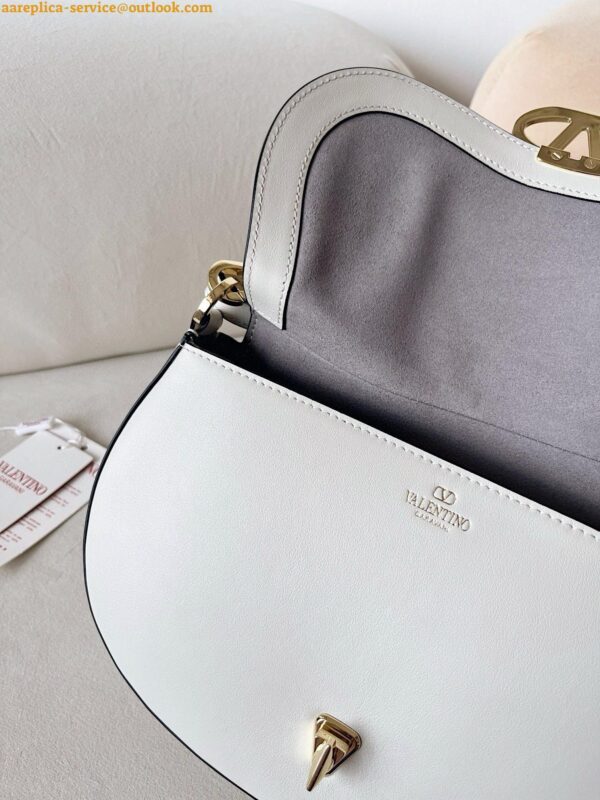 Replica Valentino Garavani Ohval Small Shoulder Bag in White Calfskin 12