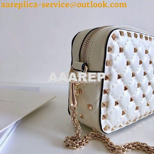 Replica Valentino Garavani Rockstud Spike Camera Bag White 2