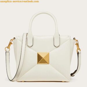 Replica Valentino One Stud Top Handle Bag In White Nappa Leather