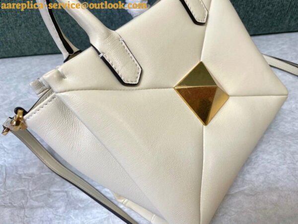 Replica Valentino One Stud Top Handle Bag In White Nappa Leather 6