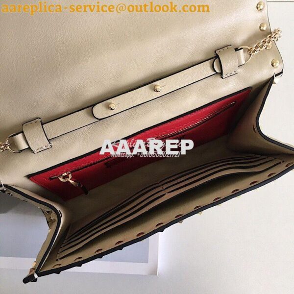 Replica Valentino Garavani Rockstud Spike Gold Chain Bag Beige 5