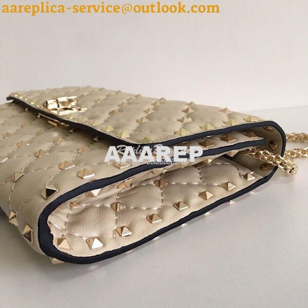 Replica Valentino Garavani Rockstud Spike Gold Chain Bag Beige 6