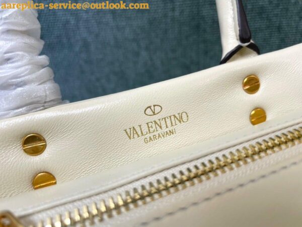 Replica Valentino One Stud Top Handle Bag In White Nappa Leather 9