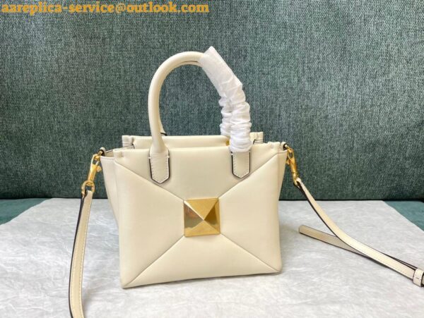 Replica Valentino One Stud Top Handle Bag In White Nappa Leather 12