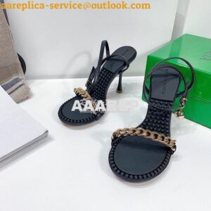 Replica Bottega Veneta BV Dot Leather Sandals 667178 Black 2