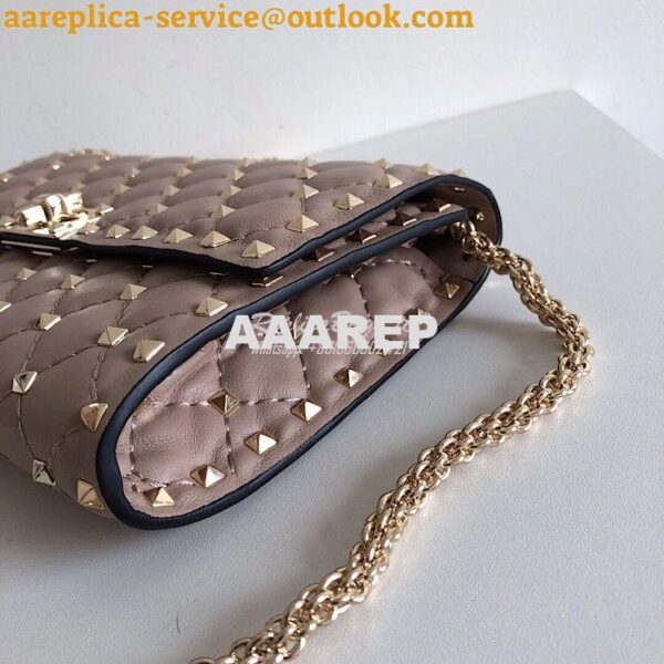 Replica Valentino Garavani Rockstud Spike Gold Chain Bag Dusty Pink 5