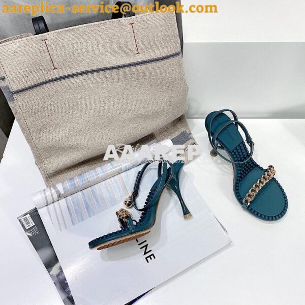 Replica Bottega Veneta BV Dot Leather Sandals 667178 Blue 5