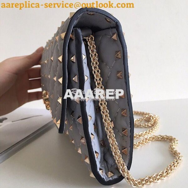 Replica Valentino Garavani Rockstud Spike Gold Chain Bag grey 4