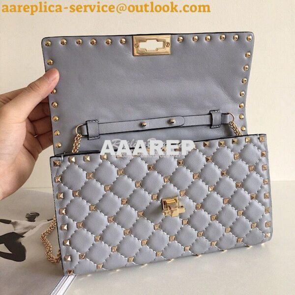 Replica Valentino Garavani Rockstud Spike Gold Chain Bag grey 5