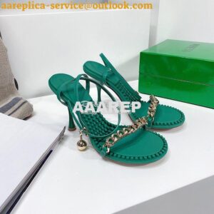 Replica Bottega Veneta BV Dot Leather Sandals 667178 Green 2