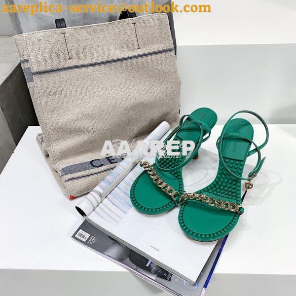 Replica Bottega Veneta BV Dot Leather Sandals 667178 Green 3