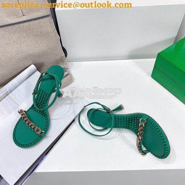 Replica Bottega Veneta BV Dot Leather Sandals 667178 Green 5