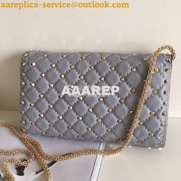 Replica Valentino Garavani Rockstud Spike Gold Chain Bag grey 9