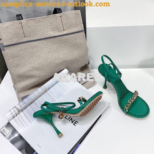 Replica Bottega Veneta BV Dot Leather Sandals 667178 Green 8