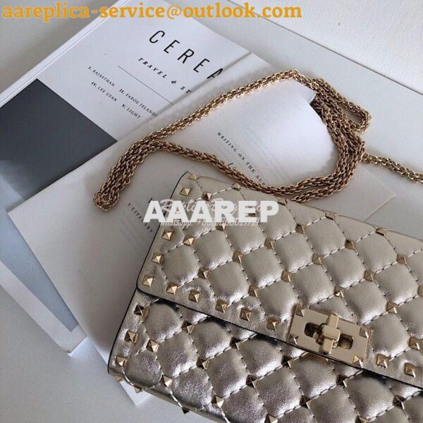 Replica Valentino Garavani Rockstud Spike Gold Chain Bag Metallic Gold 4