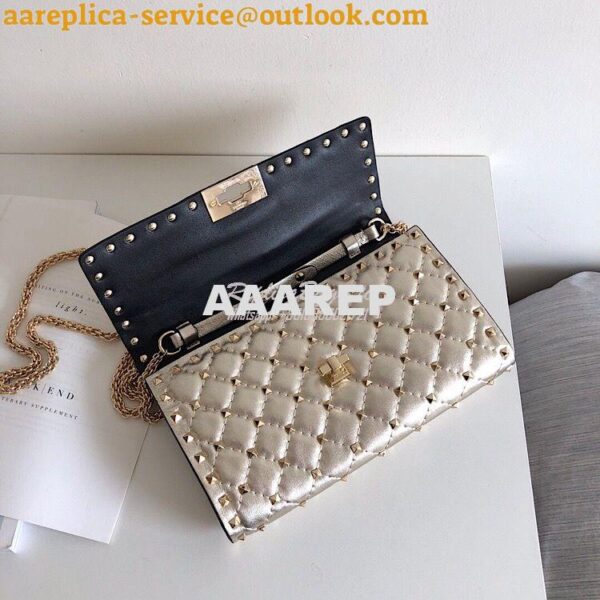 Replica Valentino Garavani Rockstud Spike Gold Chain Bag Metallic Gold 5