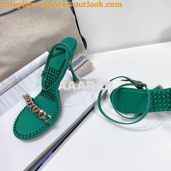 Replica Bottega Veneta BV Dot Leather Sandals 667178 Green 9