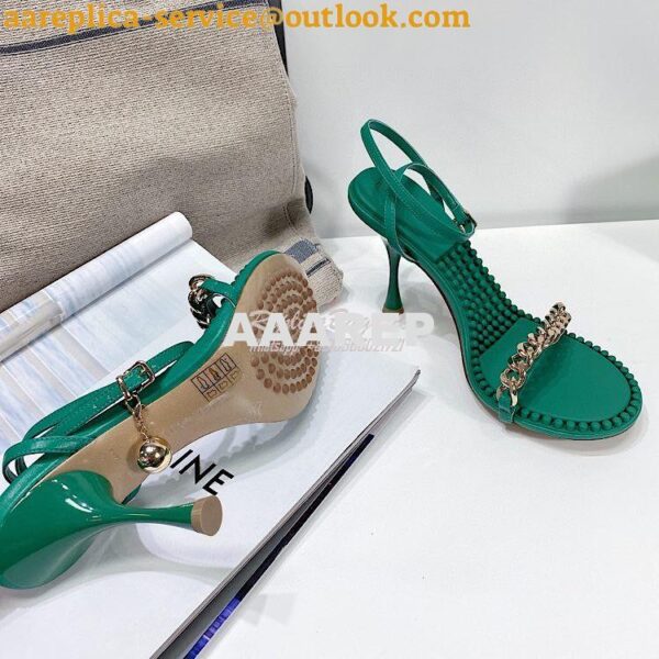 Replica Bottega Veneta BV Dot Leather Sandals 667178 Green 8