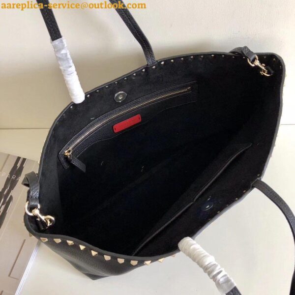 Replica Valentino Rockstud Large Shopping Bag In Black Leather 8