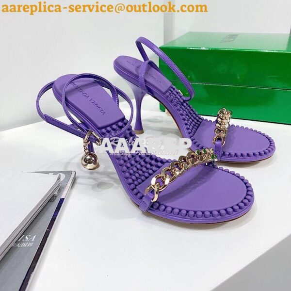 Replica Bottega Veneta BV Dot Leather Sandals 667178 Purple 6