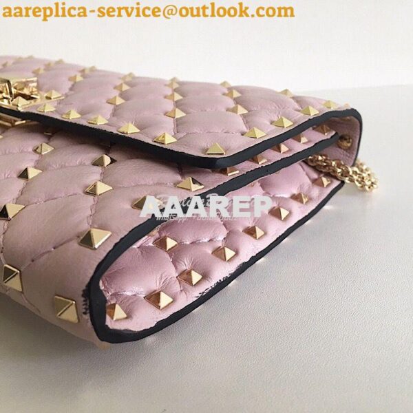 Replica Valentino Garavani Rockstud Spike Gold Chain Bag Pink 8