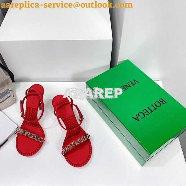 Replica Bottega Veneta BV Dot Leather Sandals 667178 Red 4