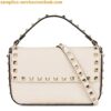 Replica Valentino Rockstud Pouch Bag in Pink Grained Leather