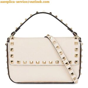 Replica Valentino Rockstud Pouch Bag in White Grained Leather