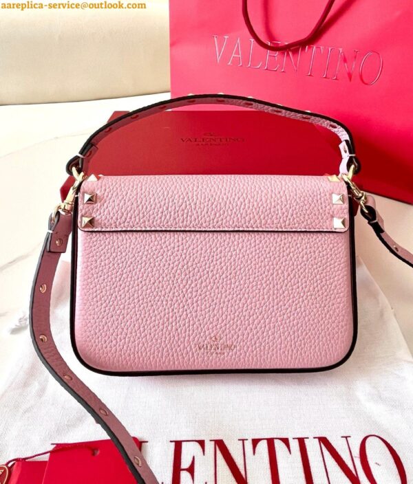 Replica Valentino Rockstud Pouch Bag in Pink Grained Leather 6